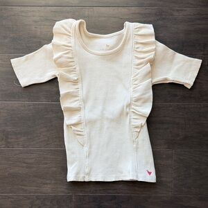 Pink Chicken Cream Ruffled Short Sleeve Tee